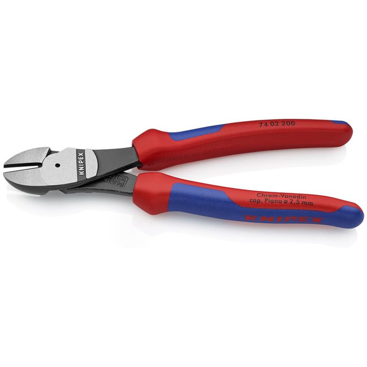 Knipex Kraft-skævbider sort atramenteret, med flerkomponent-håndtag 200 mm