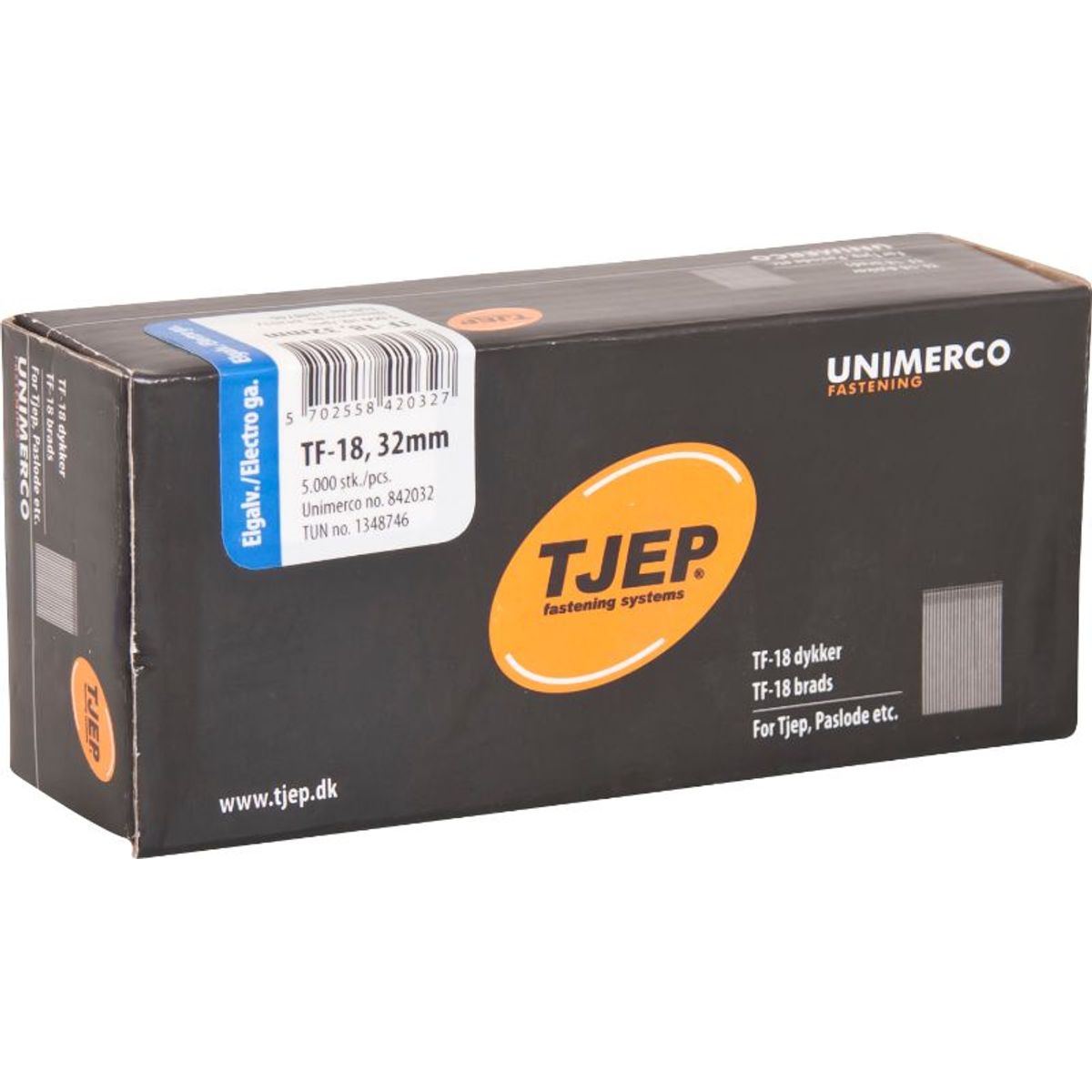 TJEP TF18 32mm Stift, Elgalvaniseret. Box 5.000 stk.