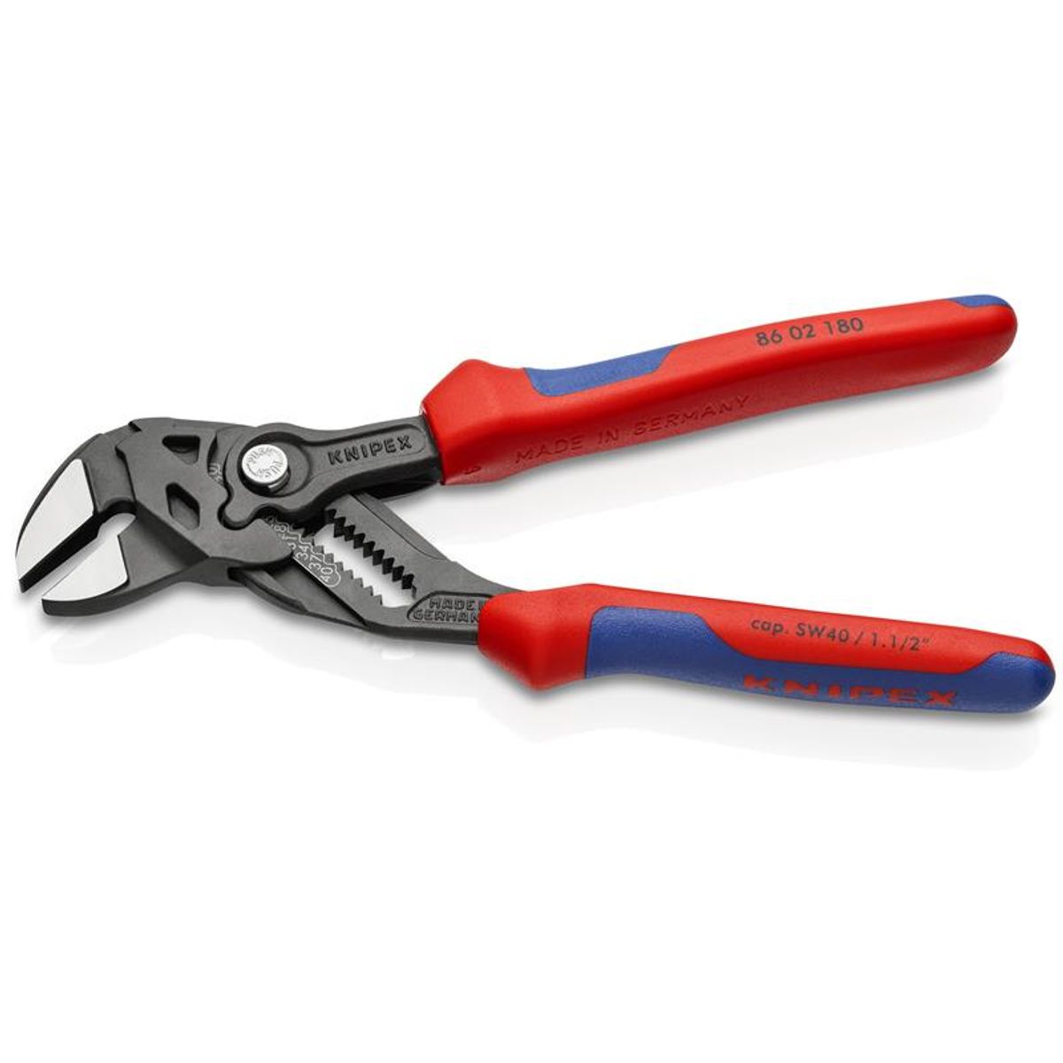 Knipex Tangnøgler tang og skruenøgle i ét værktøj grå atramenteret, med flerkomponent-håndtag 180 mm