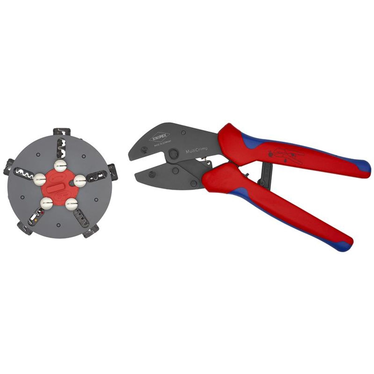 Knipex KNIPEX MultiCrimp ® Crimptang med skiftemagasin bruneret, med flerkomponent-håndtag 250 mm