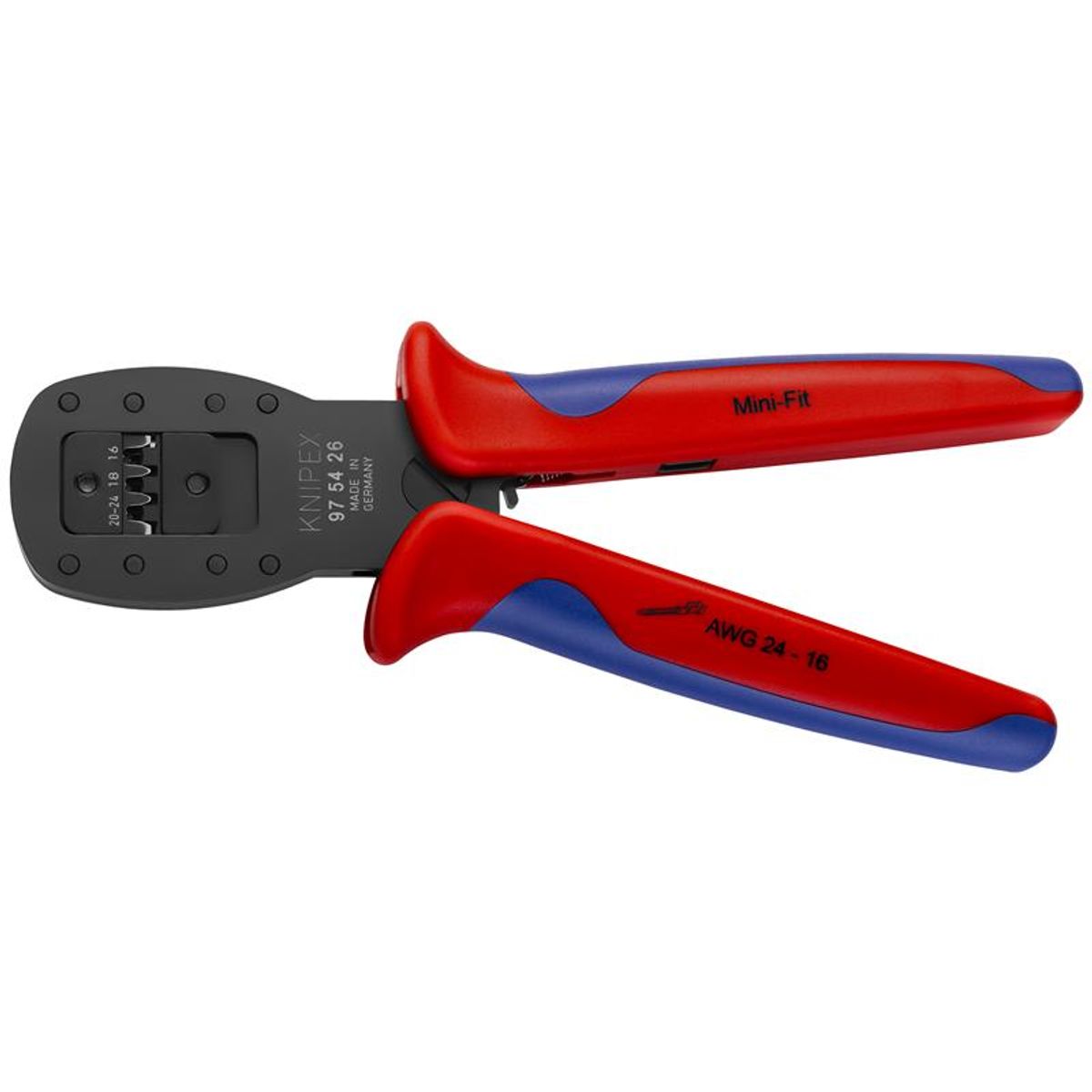 Knipex Crimptang til miniaturestik parallel-crimpning bruneret, med flerkomponent-håndtag 190 mm