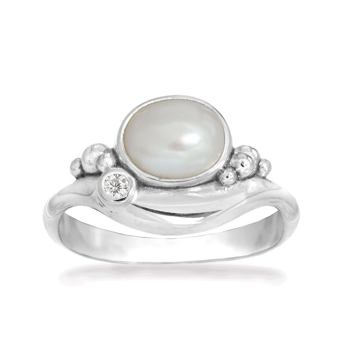 Rabinovich - Sølv ring med hvid perle - Pleasant Pearl - størrelse 51