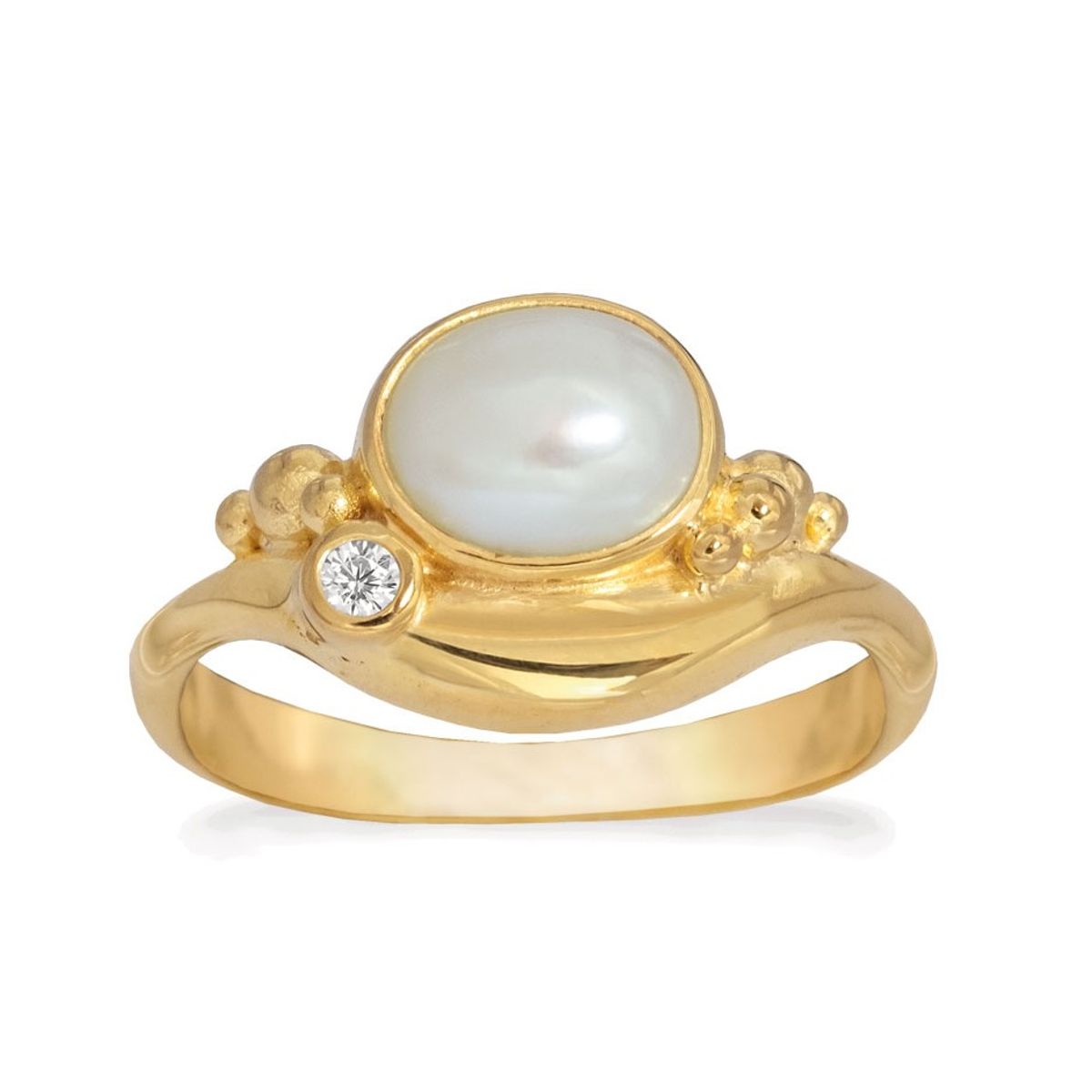 Rabinovich - Forgyldt ring med hvid perle - Pleasant Pearl - størrelse 54