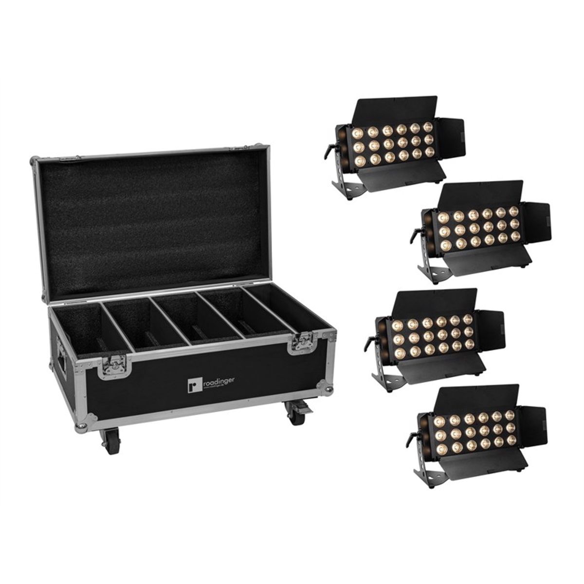 EUROLITE sæt med 4x LED CLS-18 QCL RGB/WW 18x7W + flightcase med hjul