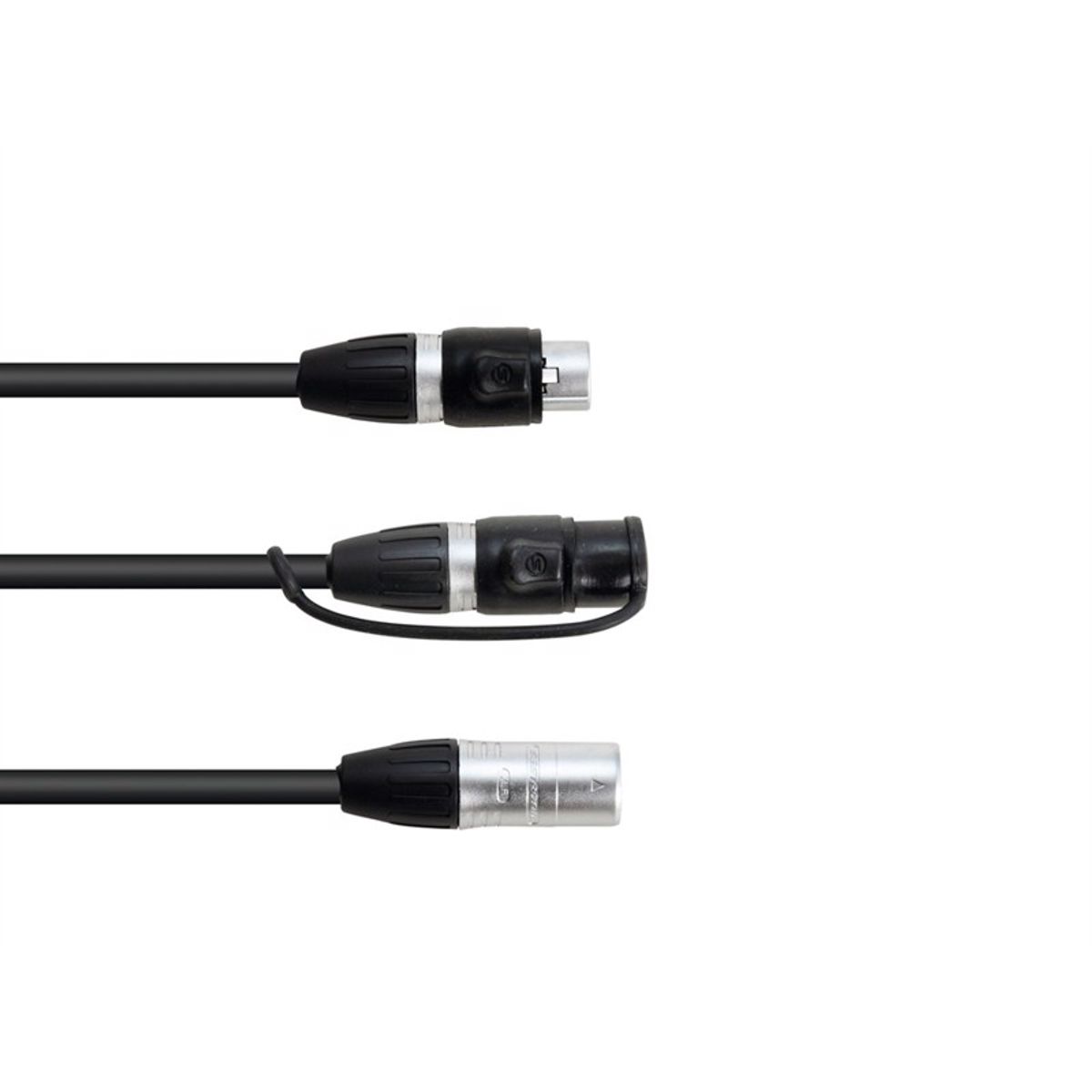 Udendørs DMX adapterkabel. 3 pol XLR han - 2 x 3 pol XLR hun. IP65