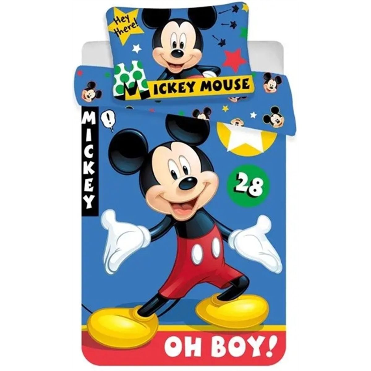 Junior sengetøj 100x140 cm - Mickey Mouse sengesæt til junior - 2 i 1 design - 100% bomuld