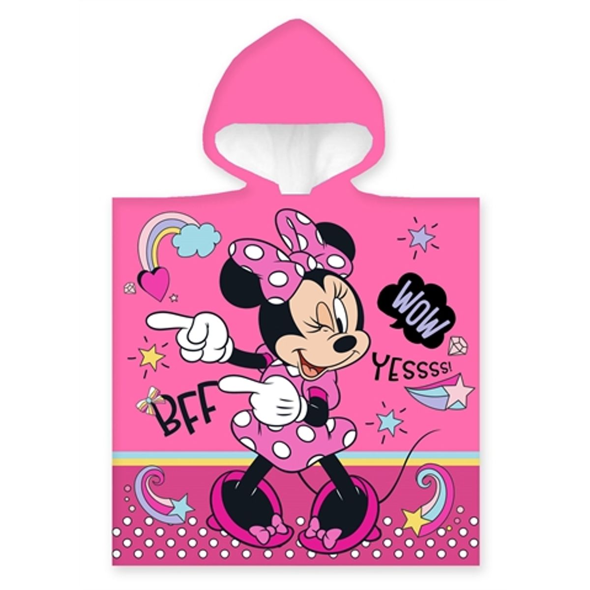 Badeponcho - Børnehåndklæde - 50x100 cm - Minnie Mouse BFF - 100% Bomuld