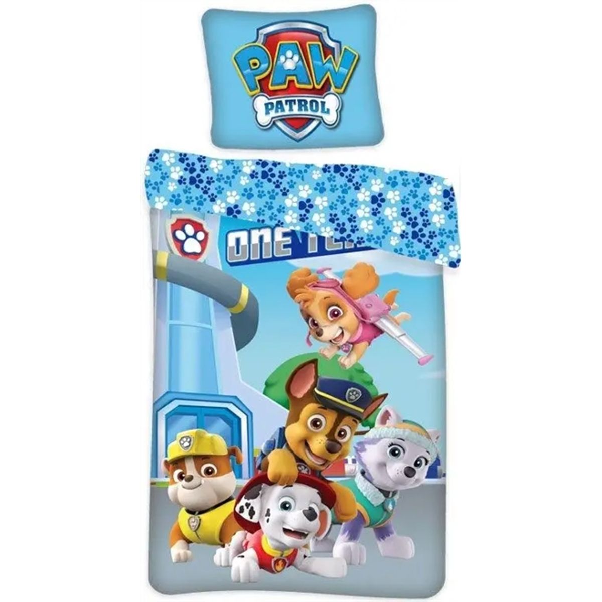 Paw Patrol sengetøj junior 100x140 cm - Paw Patrol selvlysende sengesæt - 2 i 1 design - 100% bomuld