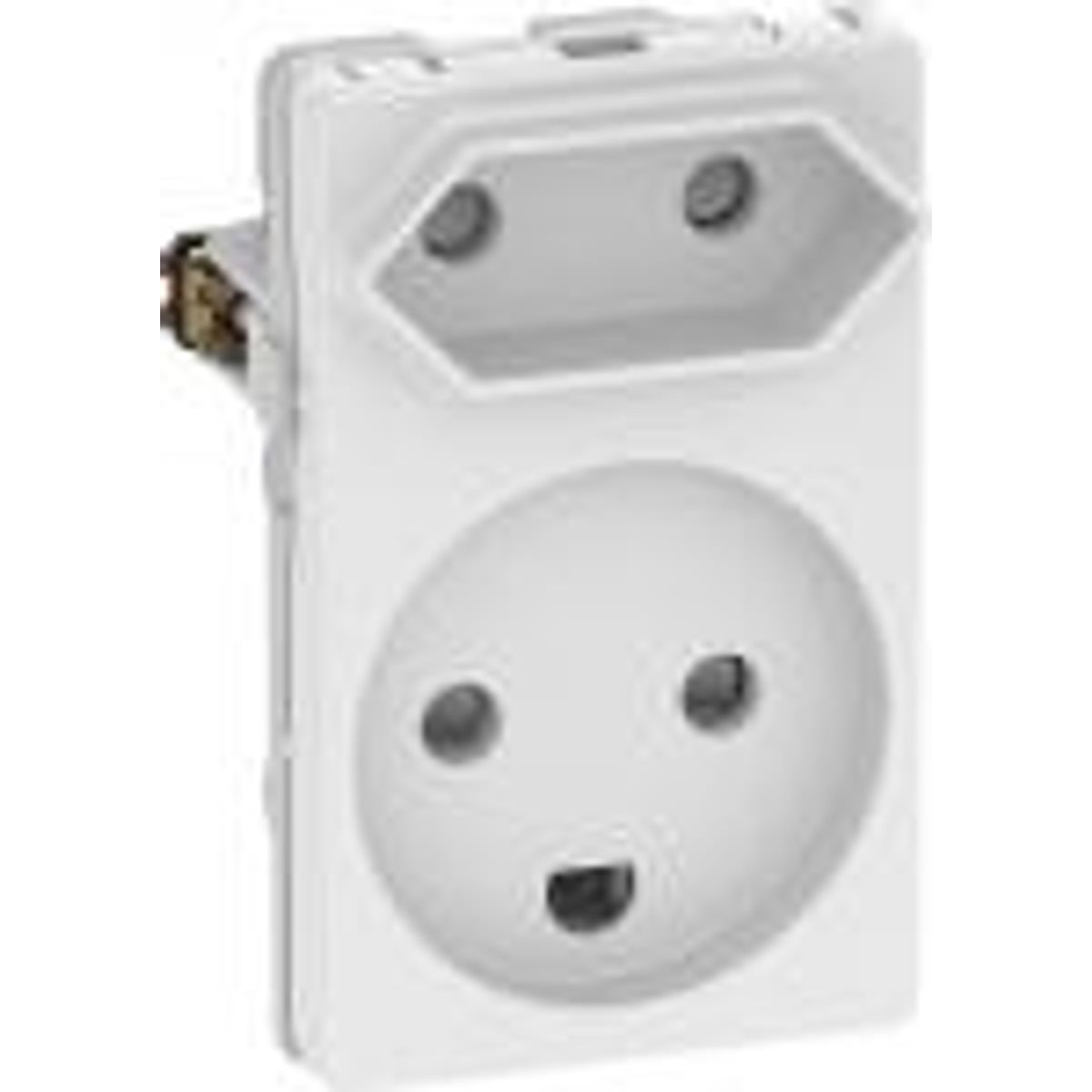 LK FUGA ® Stikkontakt m/jord og Europlug udtag, 1,5 modul hvid