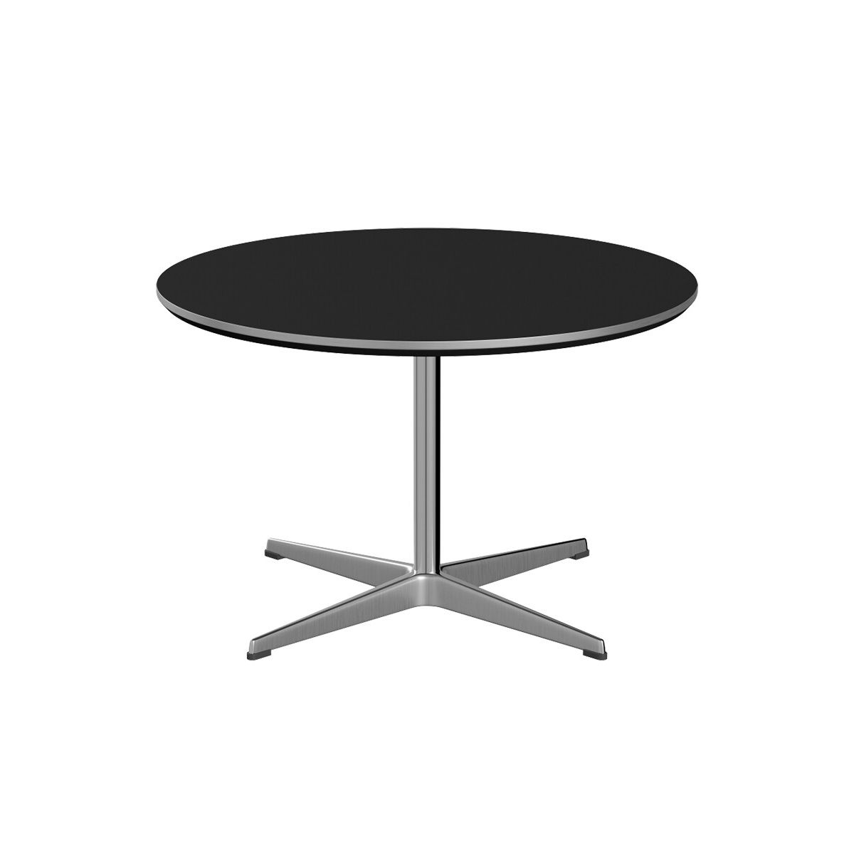 Piet Hein A222 Sofabord, Ø75 cm fra Fritz Hansen (Sort laminat m. alukant)