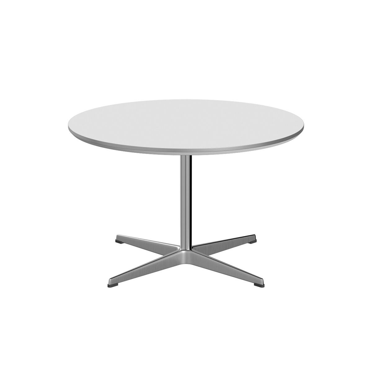 Piet Hein A222 Sofabord, Ø75 cm fra Fritz Hansen (Hvid laminat m. alukant)