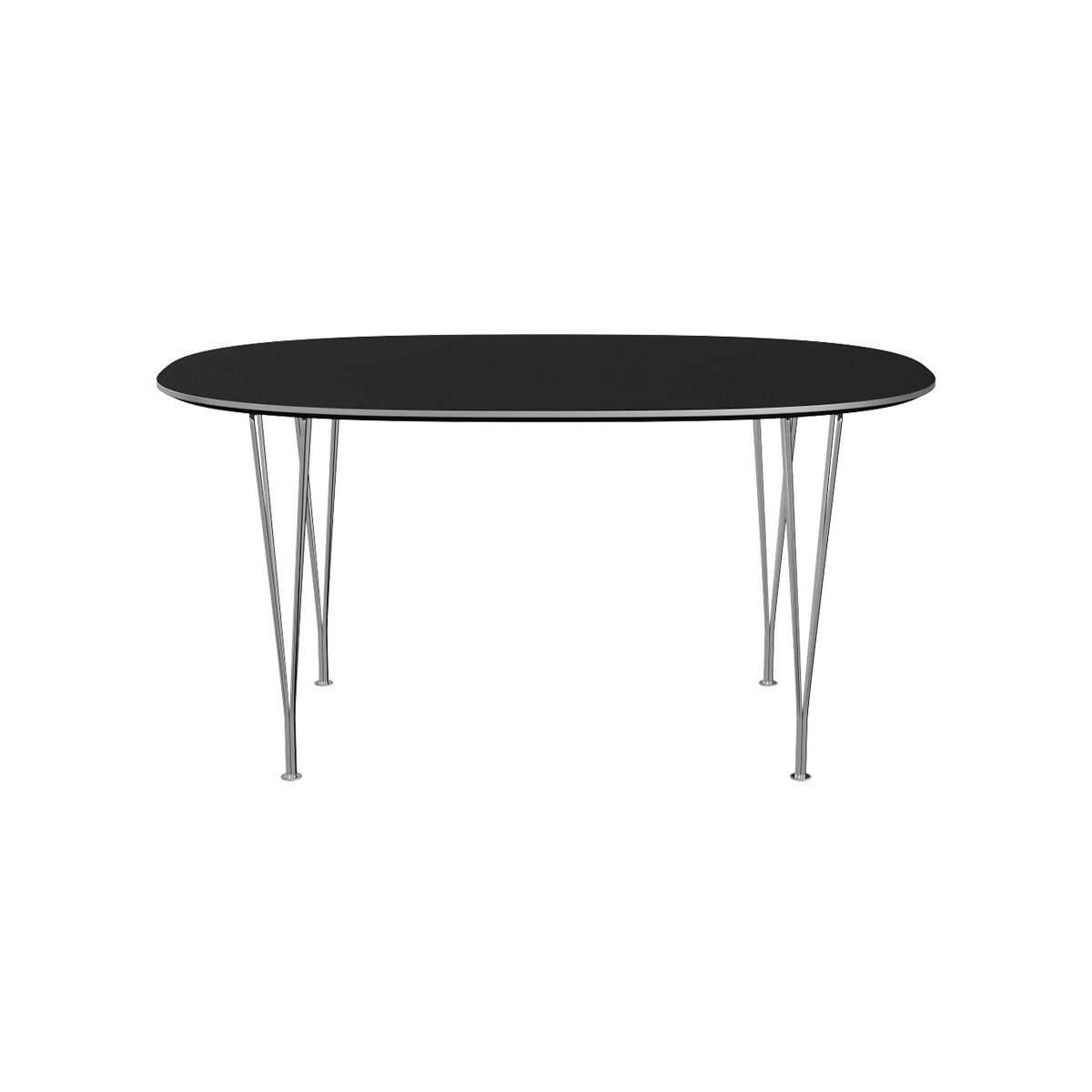 Piet Hein B612 Spisebord, 150 x 100 cm fra Fritz Hansen (Sort laminat m. alukant)