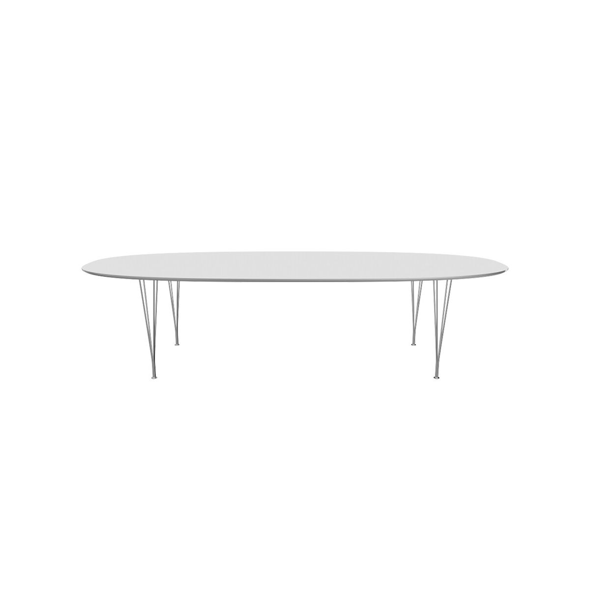 Piet Hein B617 Spisebord, 300 x 130 cm fra Fritz Hansen (Hvid laminat m. alukant)