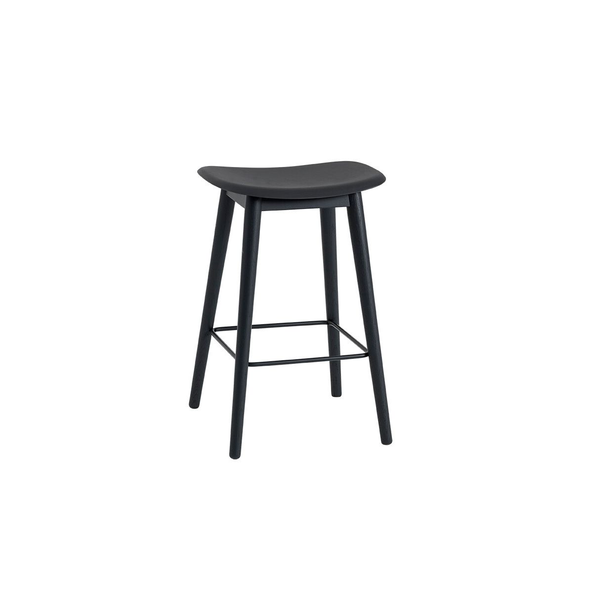 Fiber Bar Stool Wood fra Muuto (Lille, Black/ black)