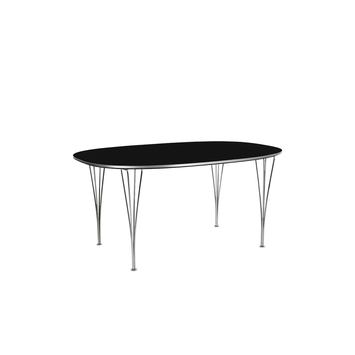 Piet Hein B613 Spisebord, 180 x 120 cm fra Fritz Hansen (Sort laminat m. alukant)