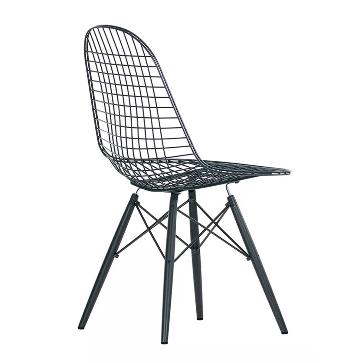 Eames Wire Chair (DKR, DKW) (Sortbejdset ahorn stel (DKW))