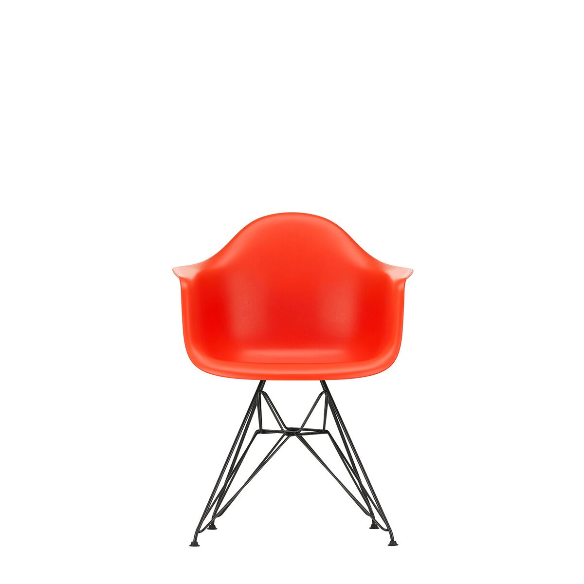 Eames Plastic Armchair DAR, sort pulverlakering fra Vitra (Poppy red)