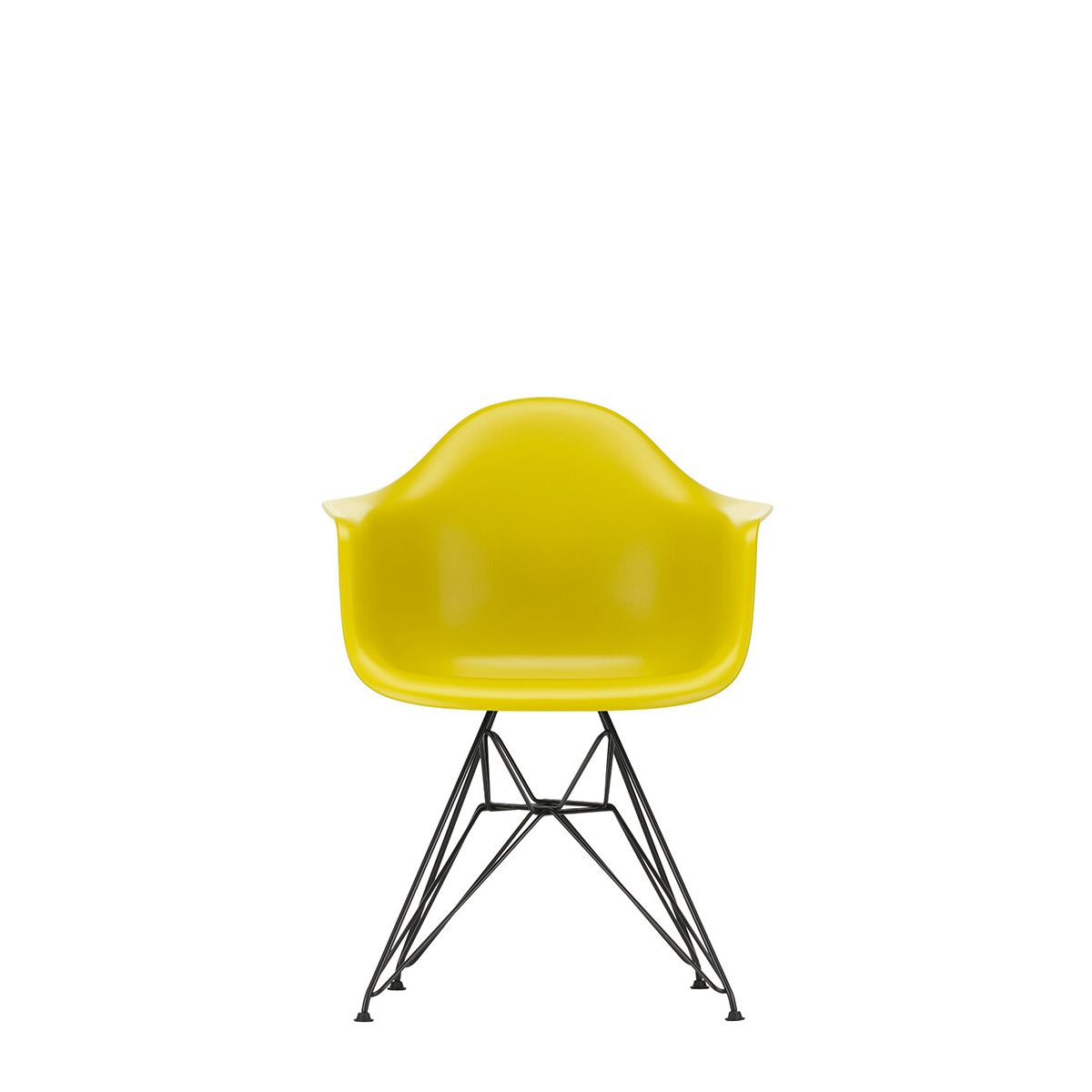 Eames Plastic Armchair DAR, sort pulverlakering fra Vitra (Mustard)