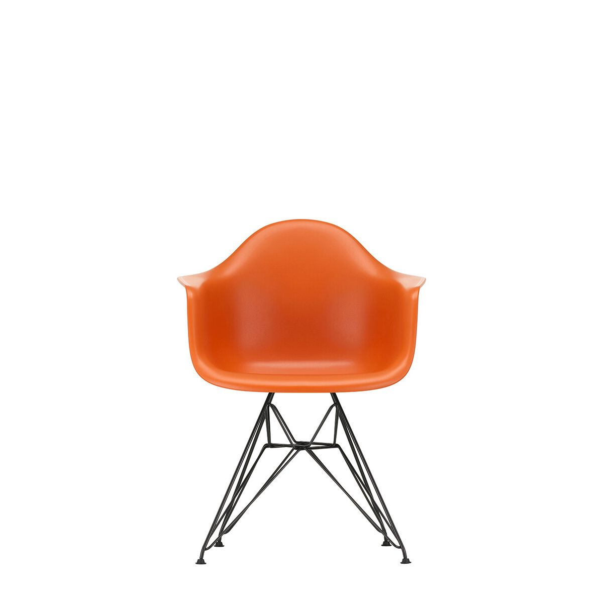 Eames Plastic Armchair DAR, sort pulverlakering fra Vitra (Rusty Orange)