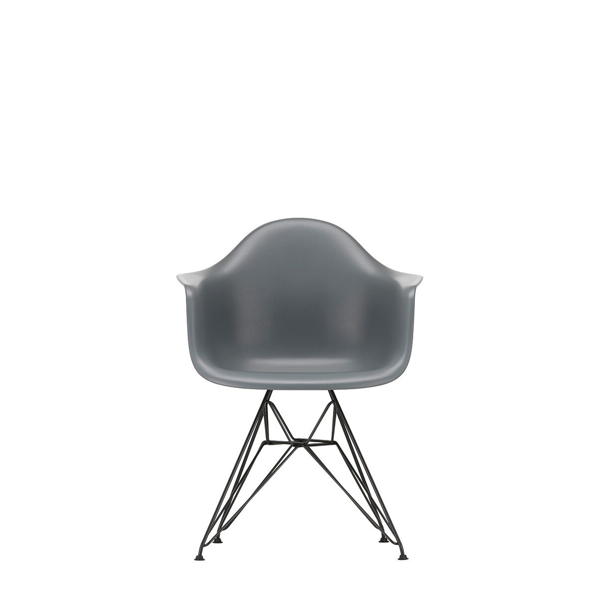 Eames Plastic Armchair DAR, sort pulverlakering fra Vitra (Granite grey)