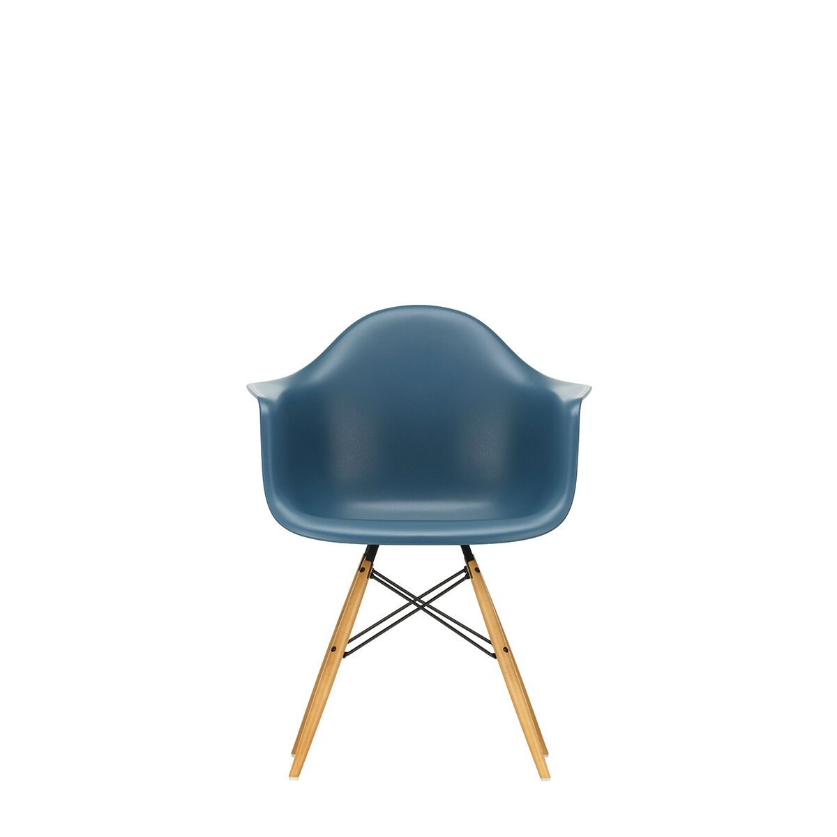 Eames Plastic Armchair DAW, ahorntræ fra Vitra (Sea blue)