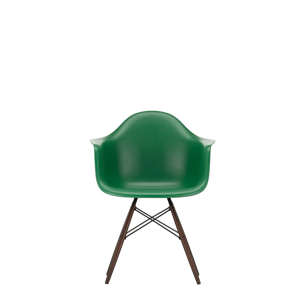 Eames Plastic Armchair DAW, mørkbejdset ahorntræ fra Vitra (Emerald)