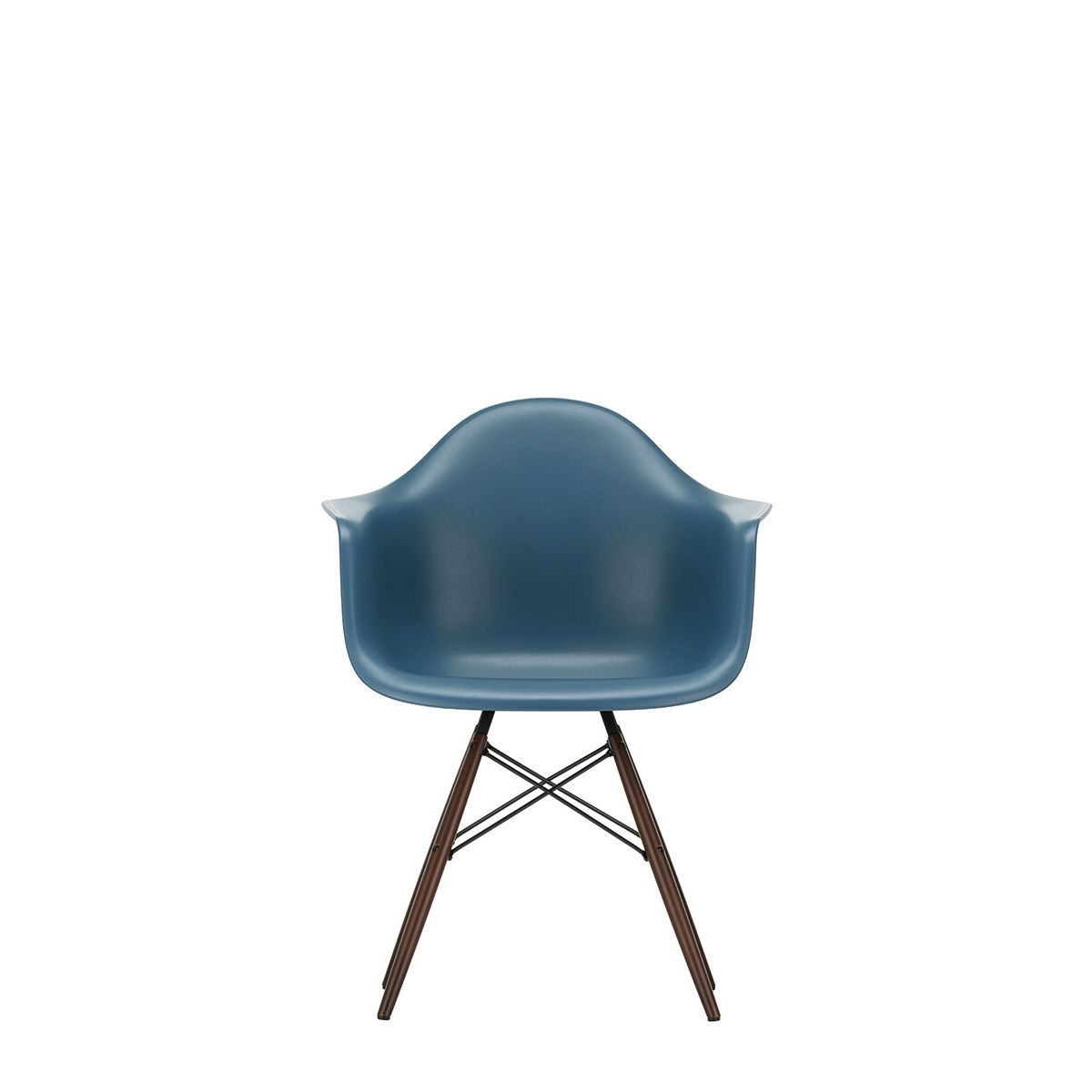 Eames Plastic Armchair DAW, mørkbejdset ahorntræ fra Vitra (Sea blue)