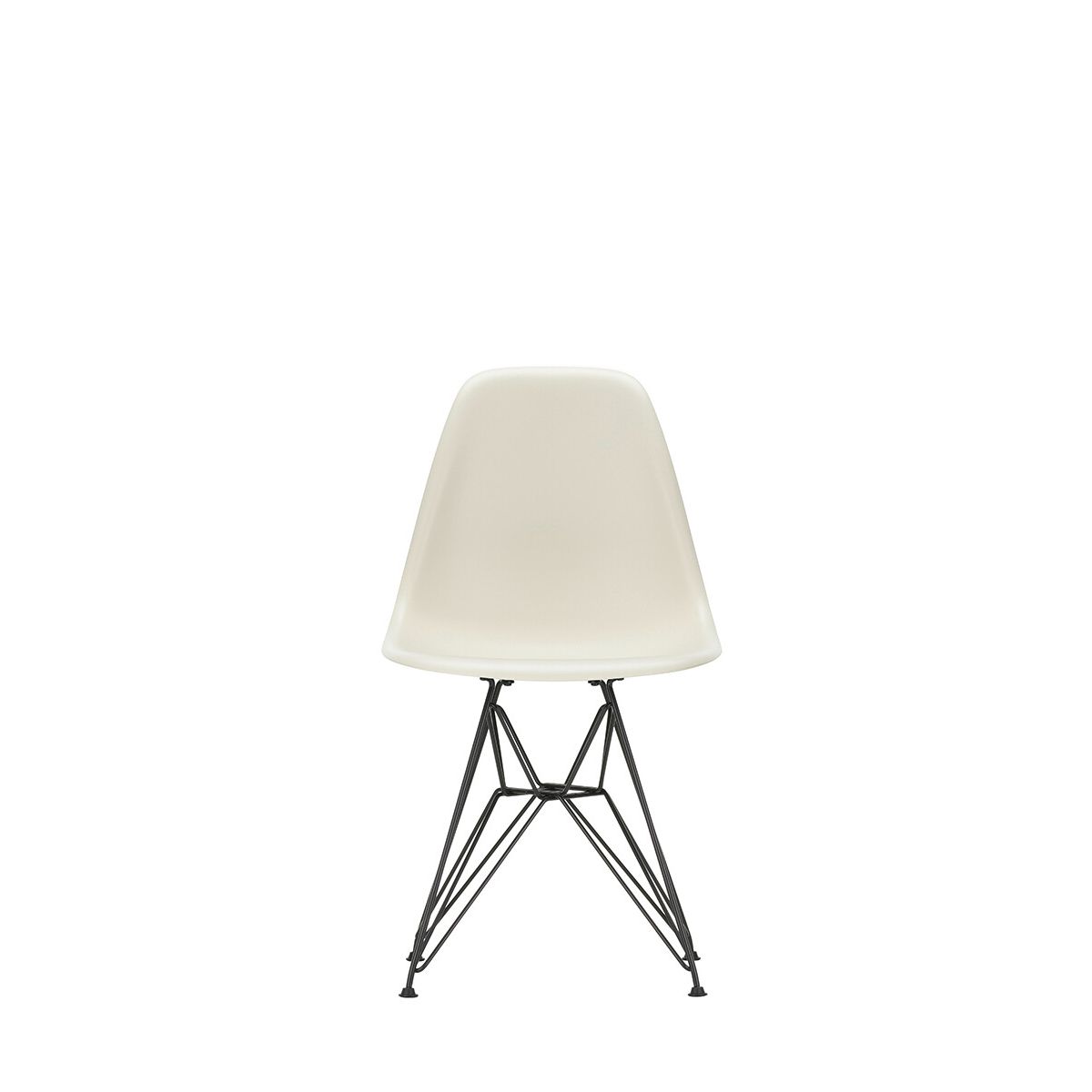 Eames Plastic Side Chair DSR, sort pulverlakeret fra Vitra (Pebble)