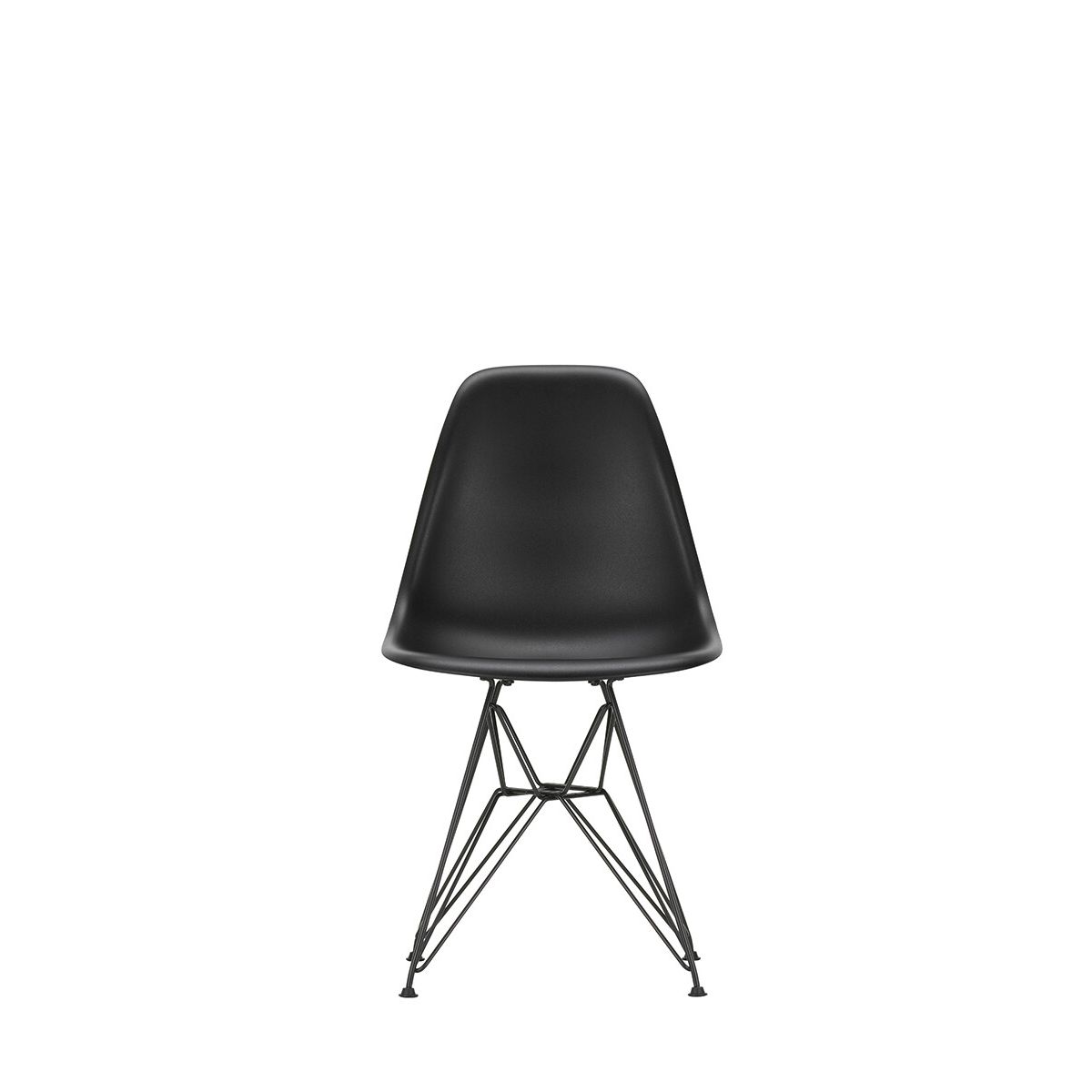 Eames Plastic Side Chair DSR, sort pulverlakeret fra Vitra (Deep black)