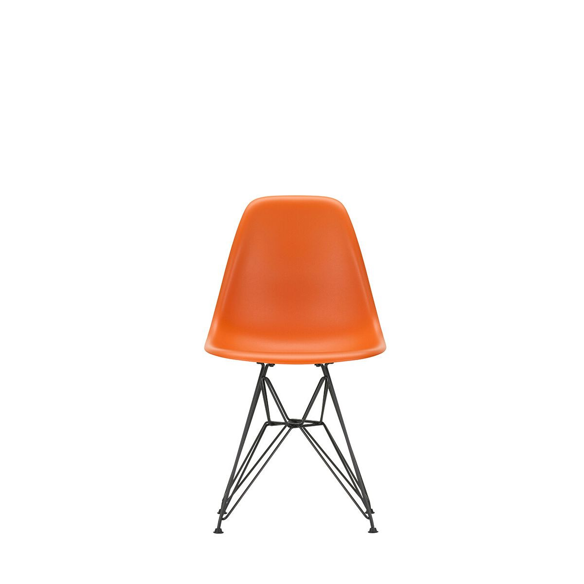 Eames Plastic Side Chair DSR, sort pulverlakeret fra Vitra (Rusty Orange)