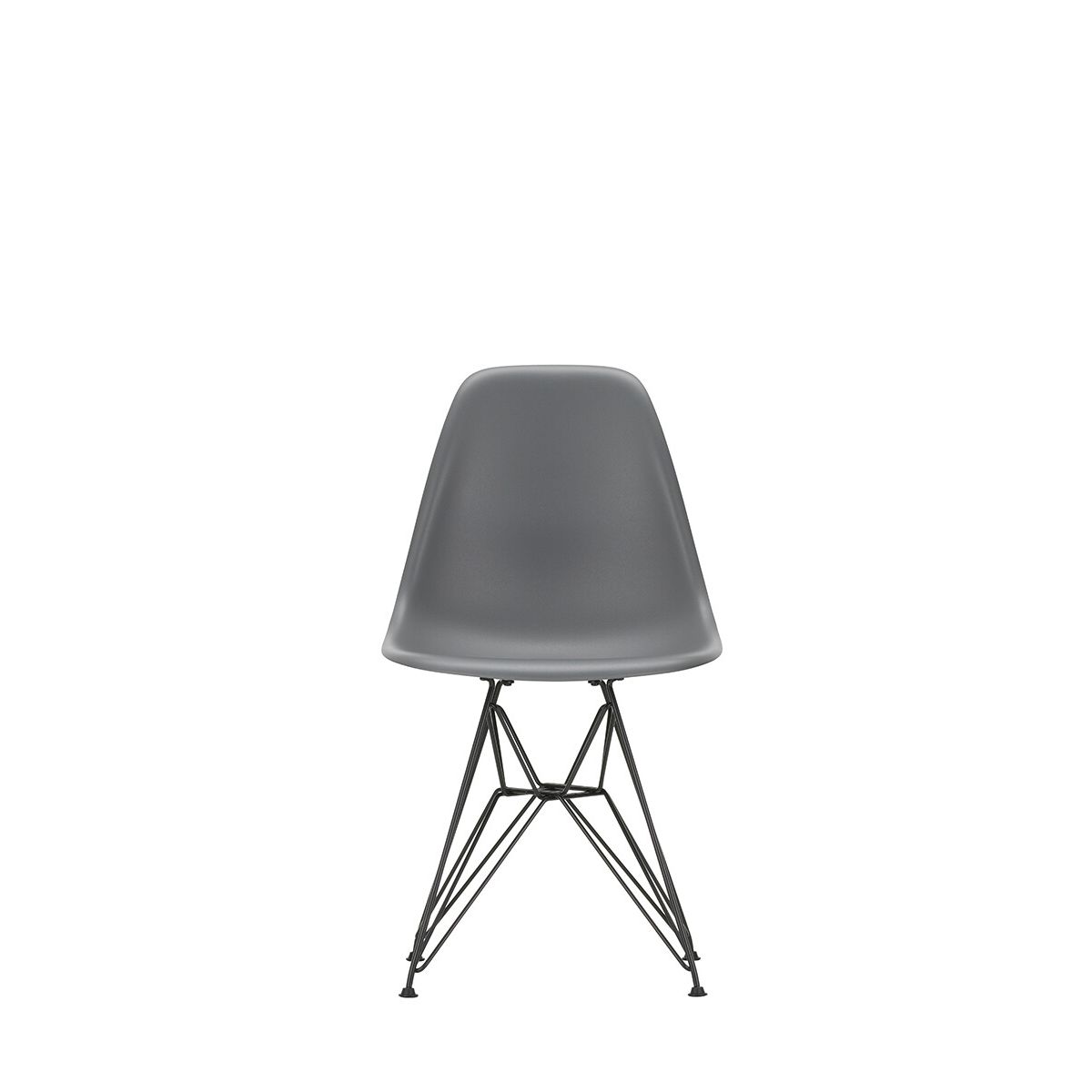 Eames Plastic Side Chair DSR, sort pulverlakeret fra Vitra (Granite grey)