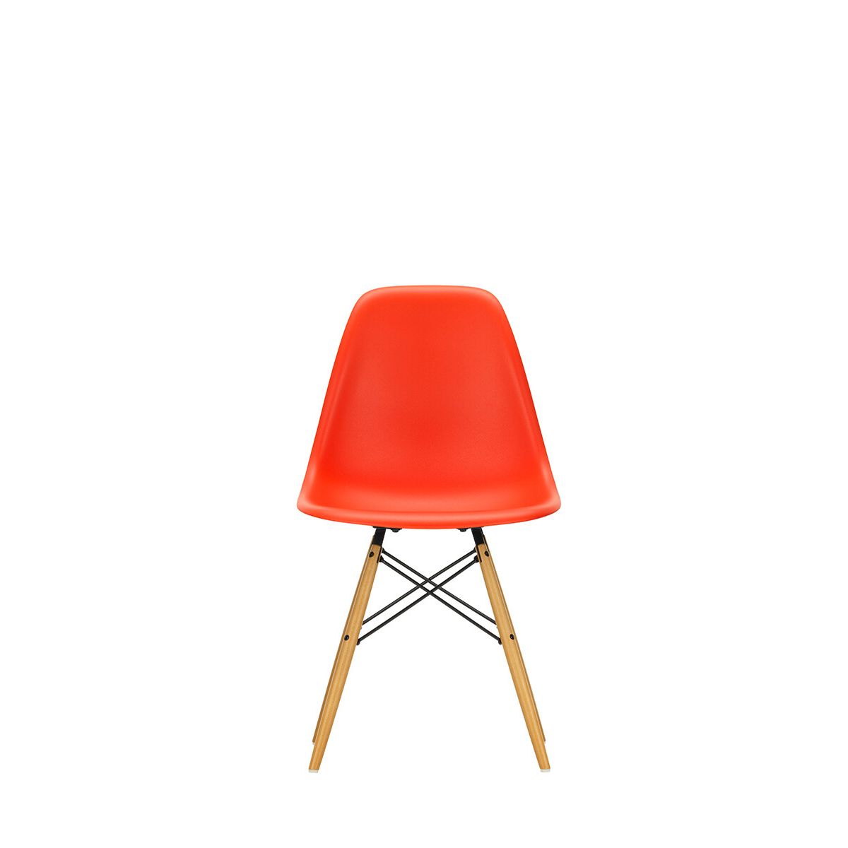 Eames Plastic Side Chair DSW, ahorntræ fra Vitra (Poppy red)