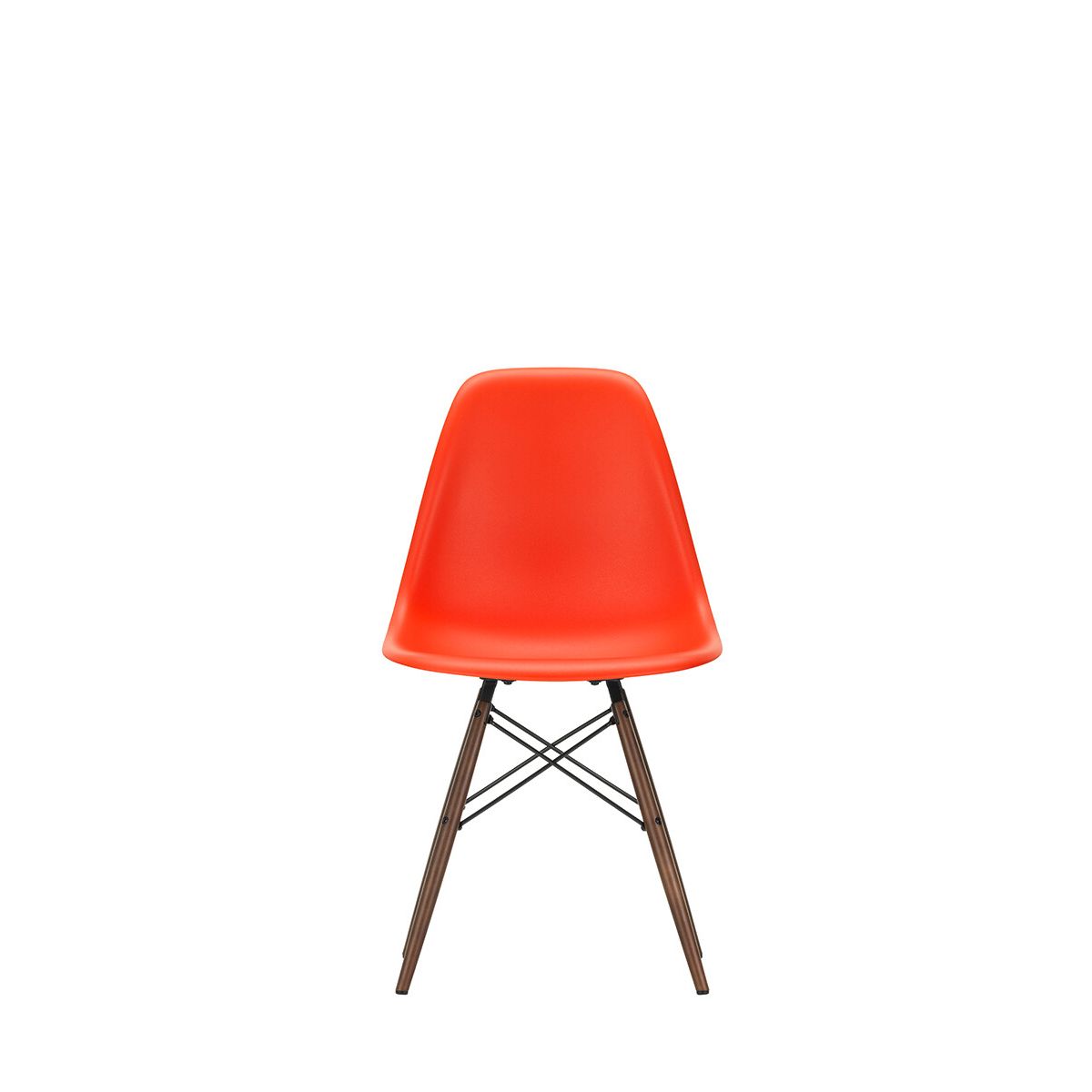 Eames Plastic Side Chair DSW, mørkbejdset ahorntræ fra Vitra (Poppy red)