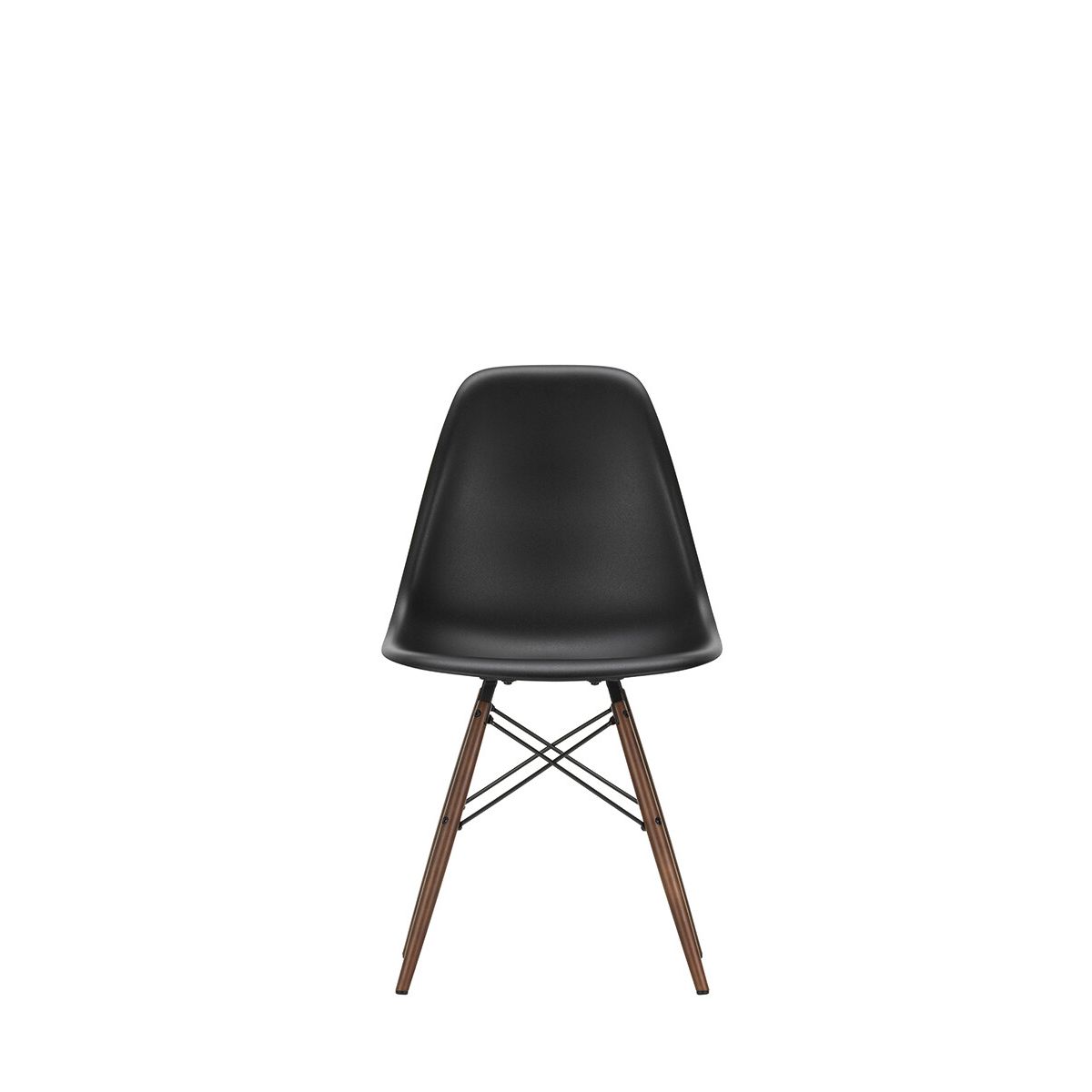 Eames Plastic Side Chair DSW, mørkbejdset ahorntræ fra Vitra (Deep black)