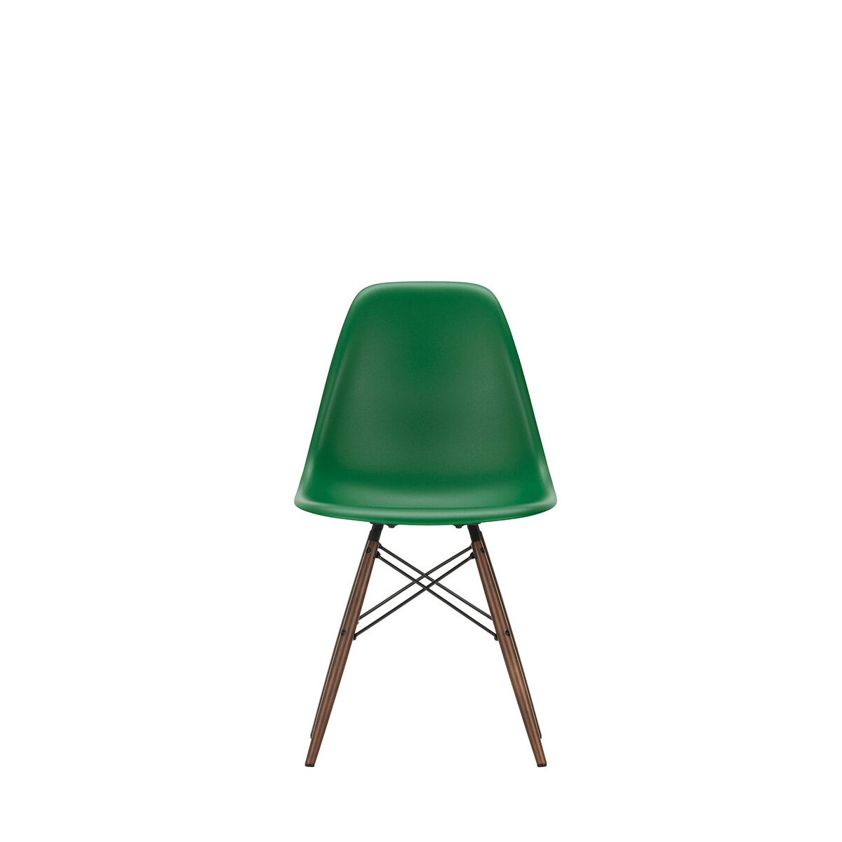 Eames Plastic Side Chair DSW, mørkbejdset ahorntræ fra Vitra (Emerald)