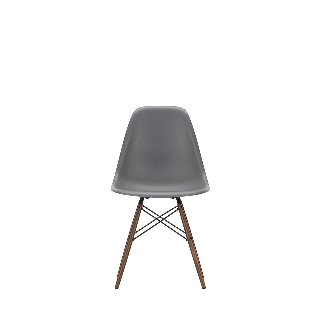 Eames Plastic Side Chair DSW, mørkbejdset ahorntræ fra Vitra (Granite grey)