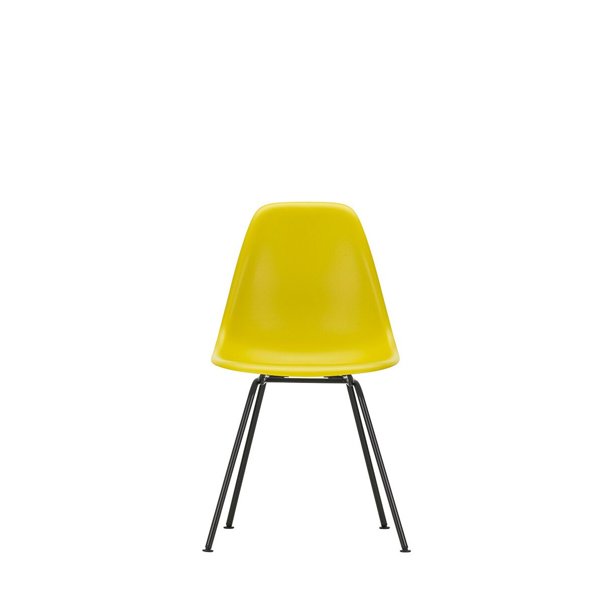 Eames Plastic Side Chair DSX, sort pulverlakeret fra Vitra (Mustard)