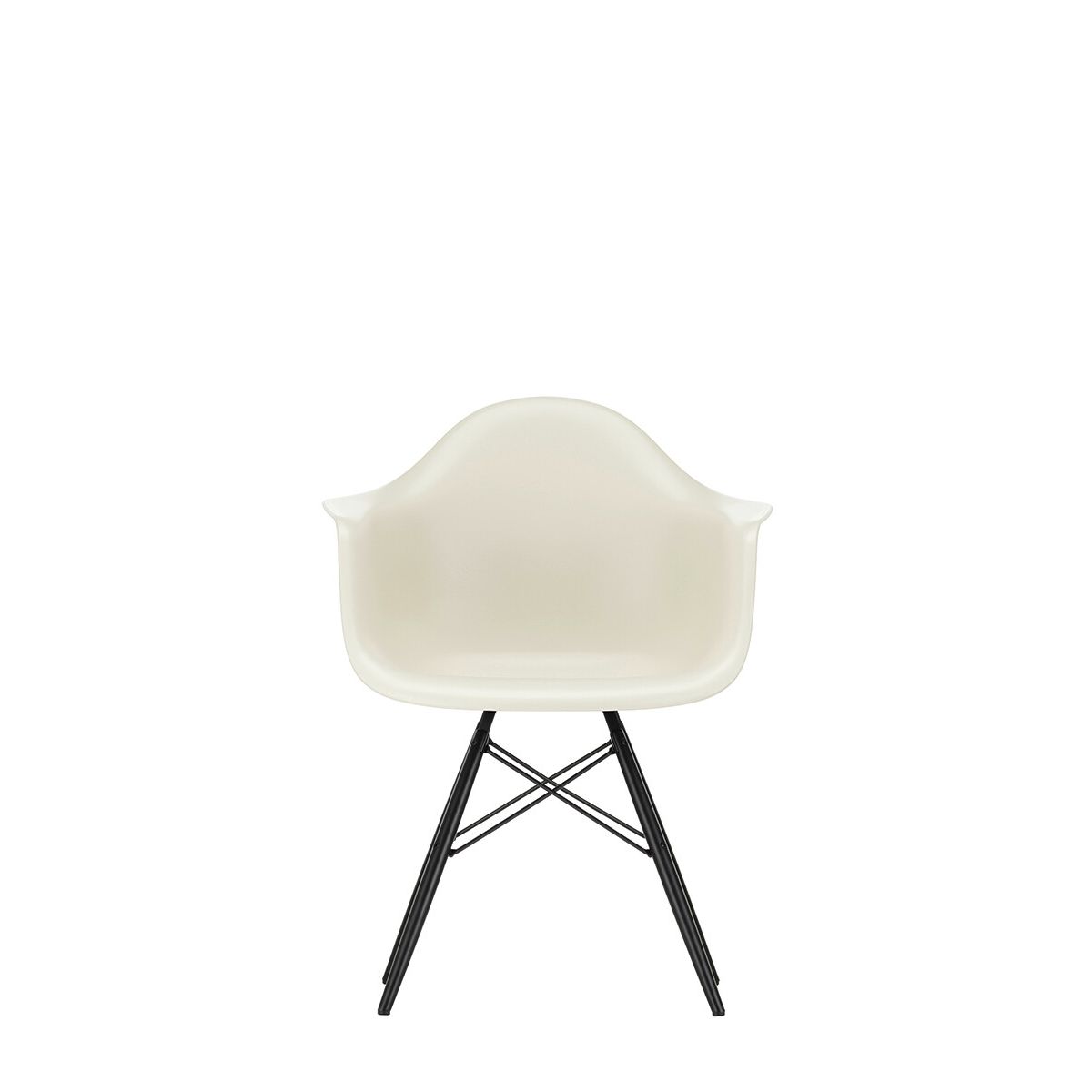 Eames Plastic Armchair DAW, sortlakeret ahorntræ fra Vitra (Pebble)