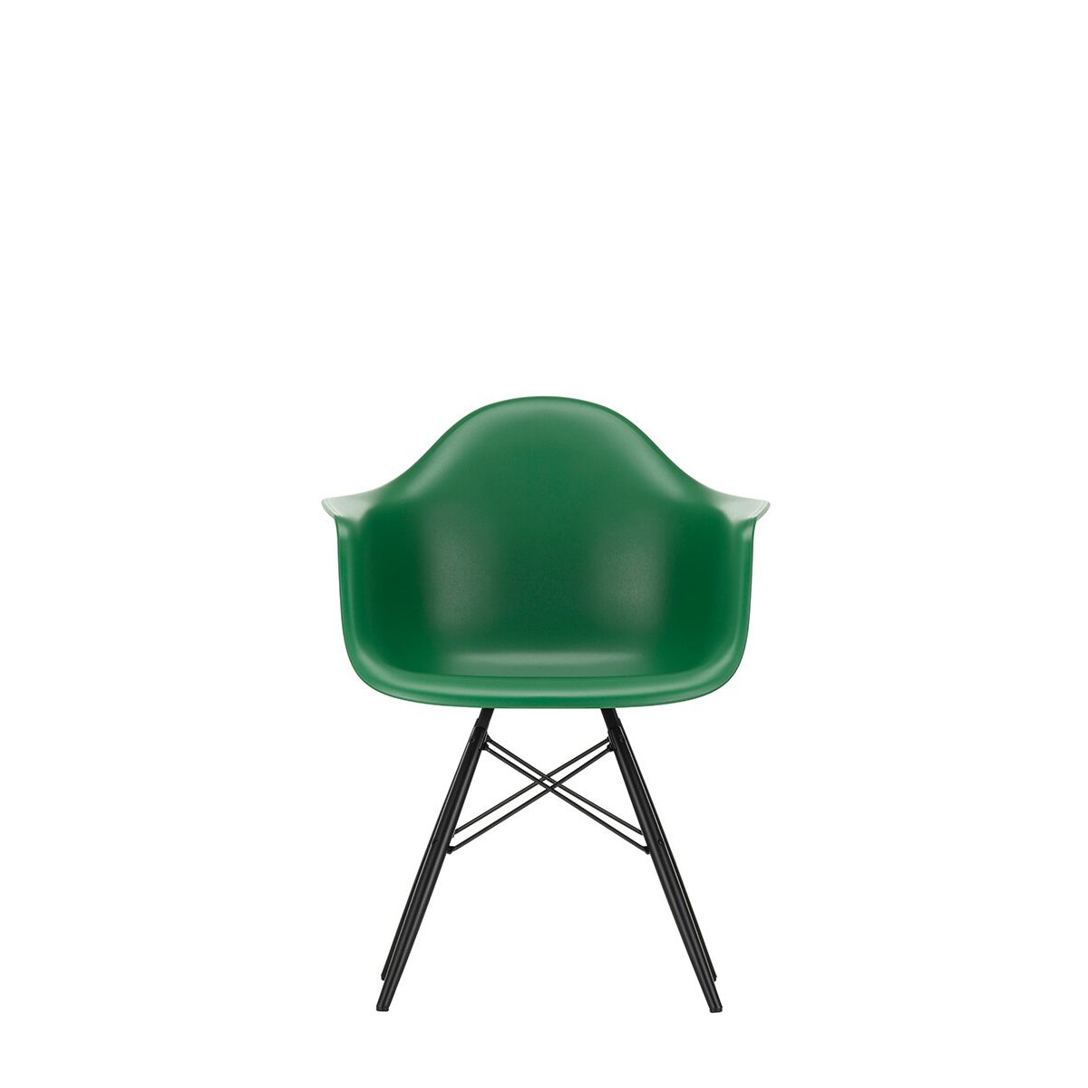 Eames Plastic Armchair DAW, sortlakeret ahorntræ fra Vitra (Emerald)