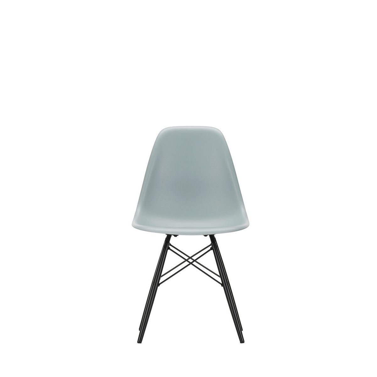 Eames Plastic Side Chair DSW, sortlakeret ahorntræ fra Vitra (Light grey)