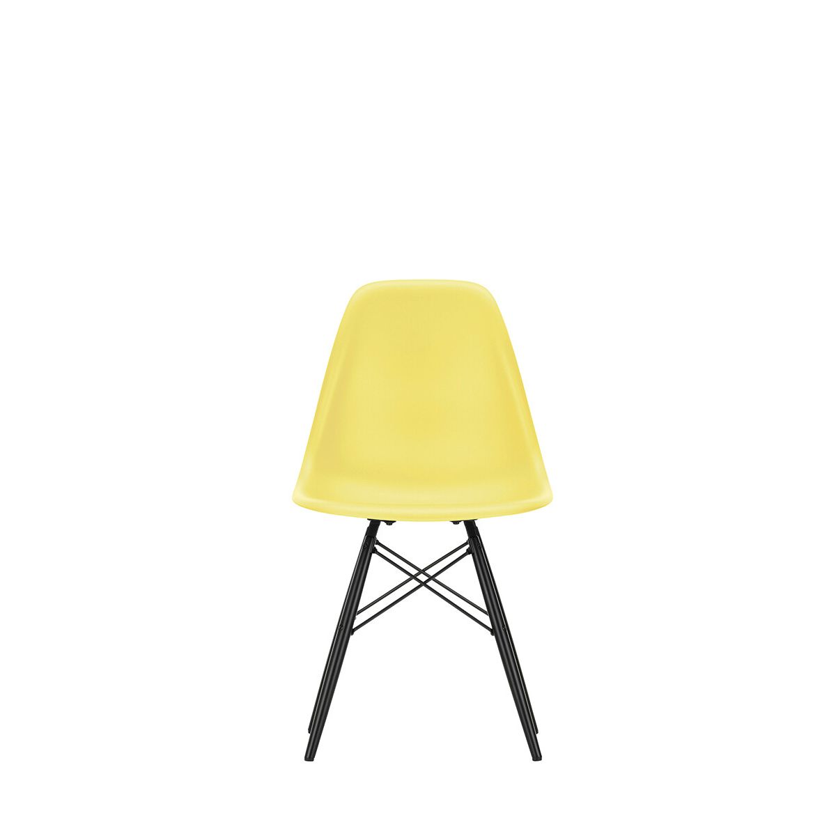 Eames Plastic Side Chair DSW, sortlakeret ahorntræ fra Vitra (Citron)