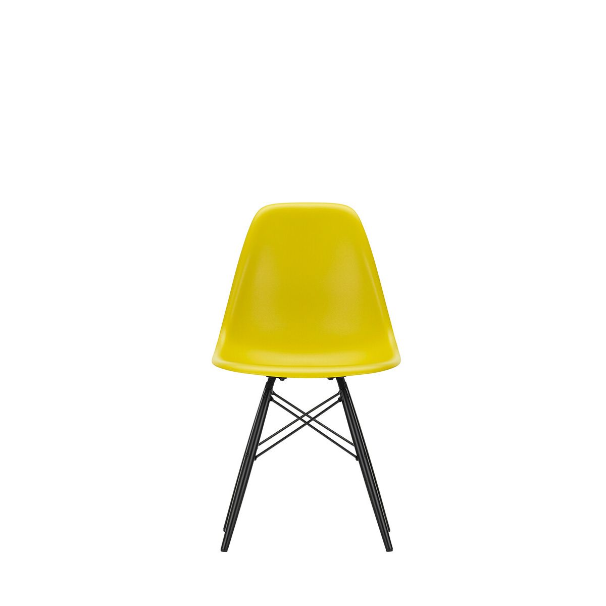 Eames Plastic Side Chair DSW, sortlakeret ahorntræ fra Vitra (Mustard)