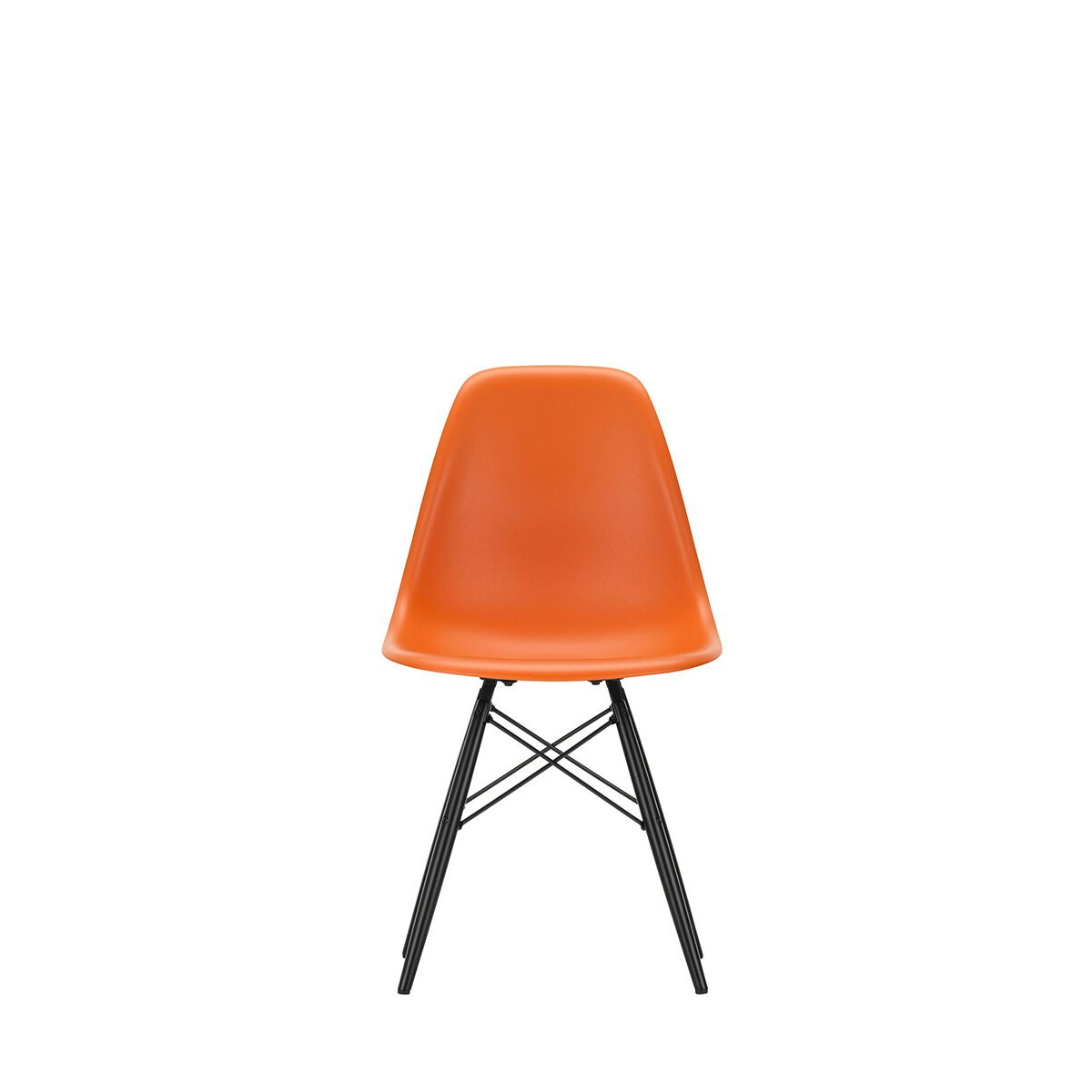 Eames Plastic Side Chair DSW, sortlakeret ahorntræ fra Vitra (Rusty Orange)