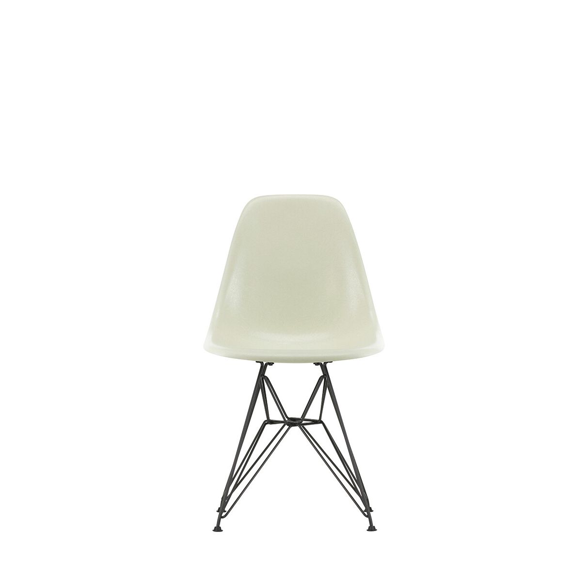 Eames Fiberglass Chair DSR, sortlakeret fra Vitra (Eames Parchment)