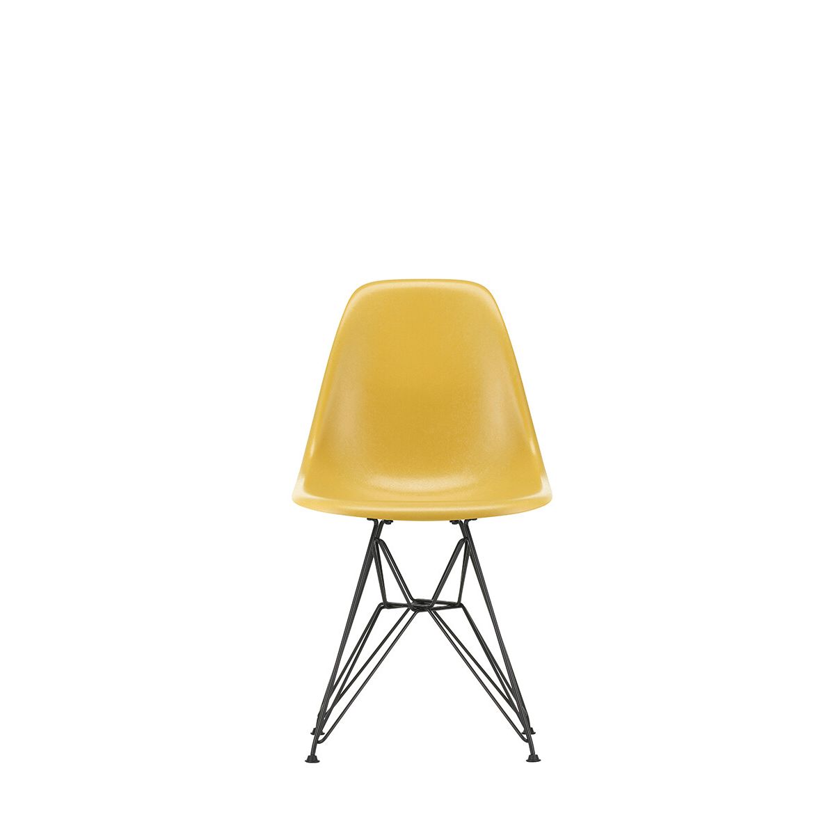 Eames Fiberglass Chair DSR, sortlakeret fra Vitra (Eames Ochre Light)