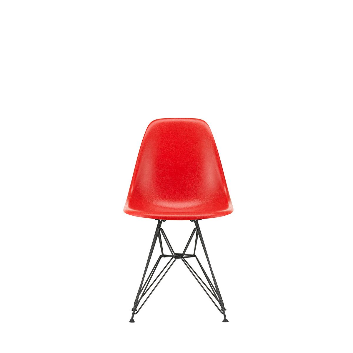 Eames Fiberglass Chair DSR, sortlakeret fra Vitra (Eames Red)