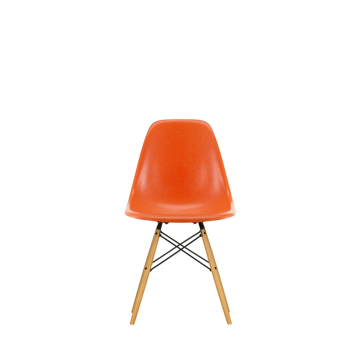 Eames Fiberglass Chair DSW, lys ahorn fra Vitra (Eames Red Orange)