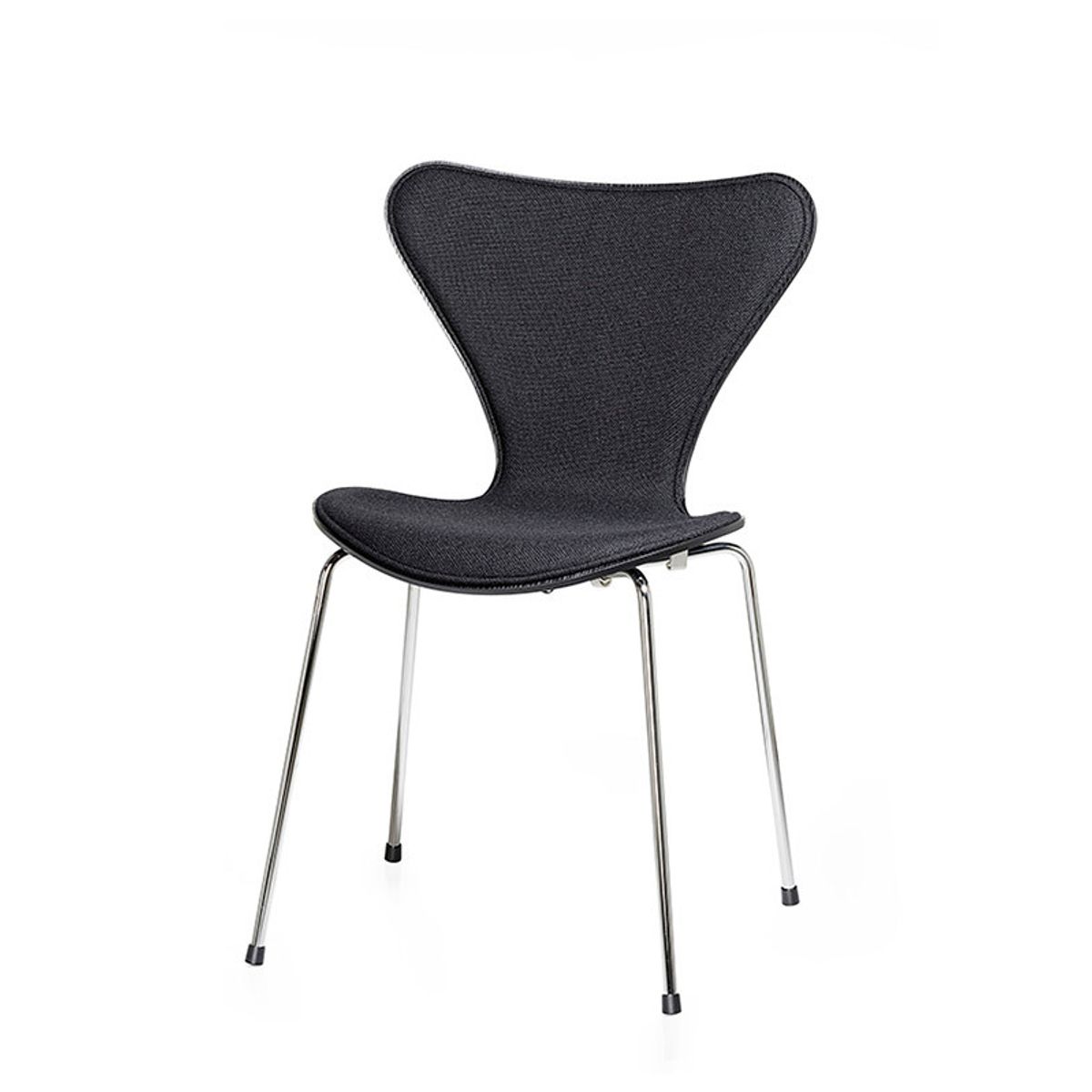 3107 Serie 7 Stol, forsidepolstret af Arne Jacobsen (Farvet ask, BLACK, Kategori 2, Chrome (stel))