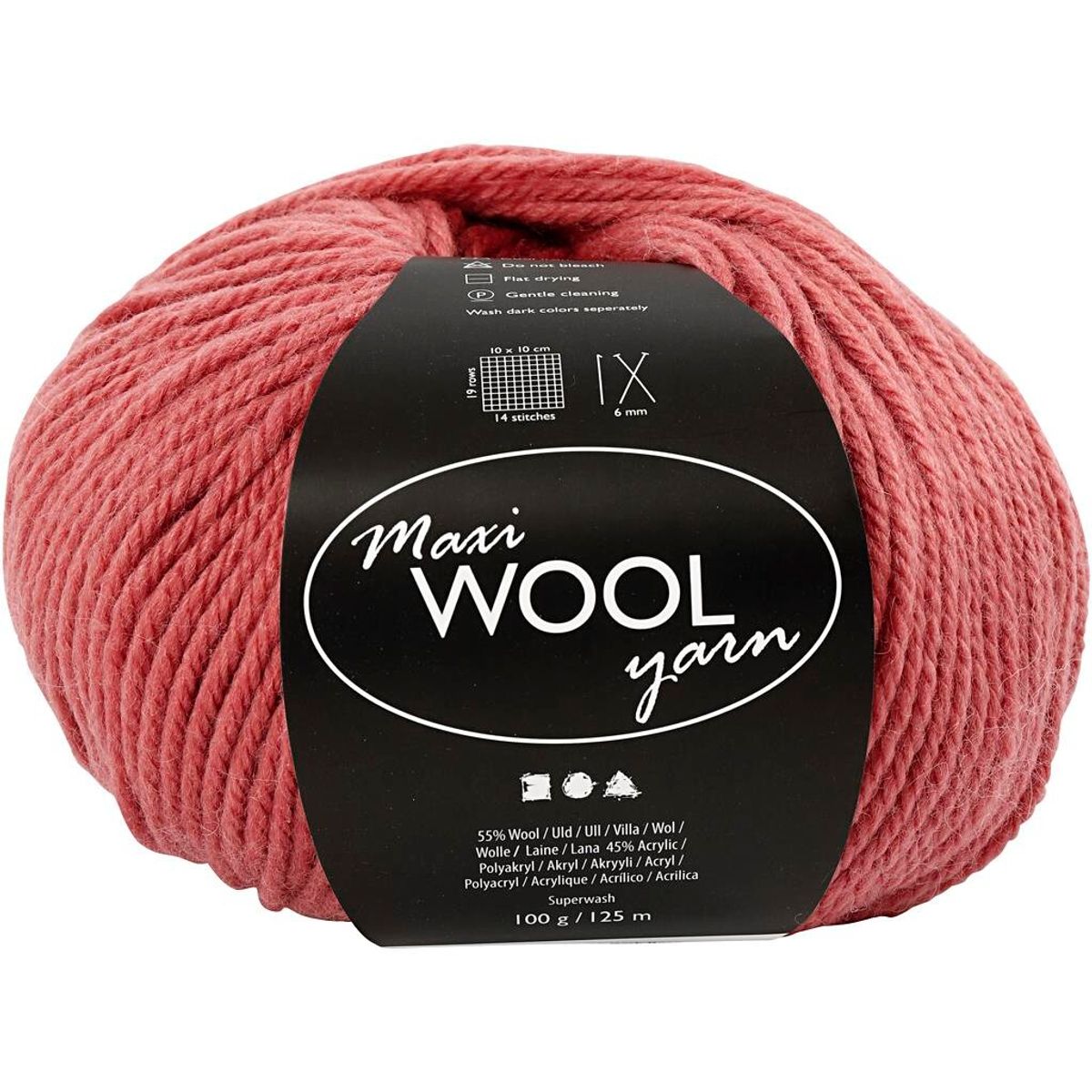 Maxi Wool uldgarn, L: 125 m, mørk rosa, 100g