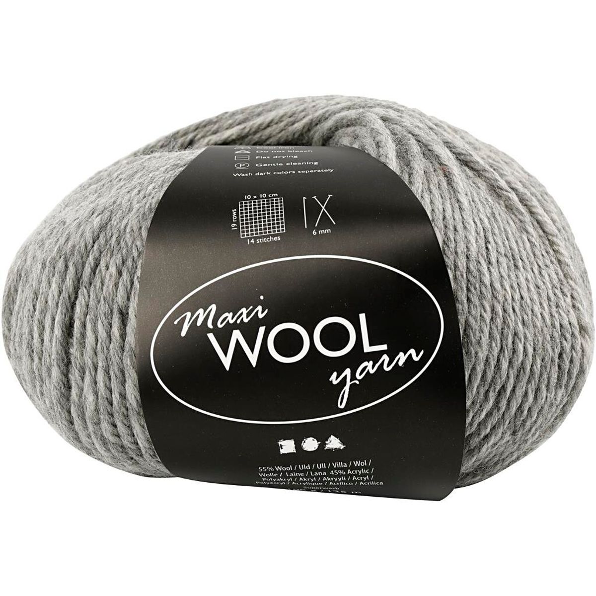 Maxi Wool uldgarn, L: 125 m, grå melange, 100g